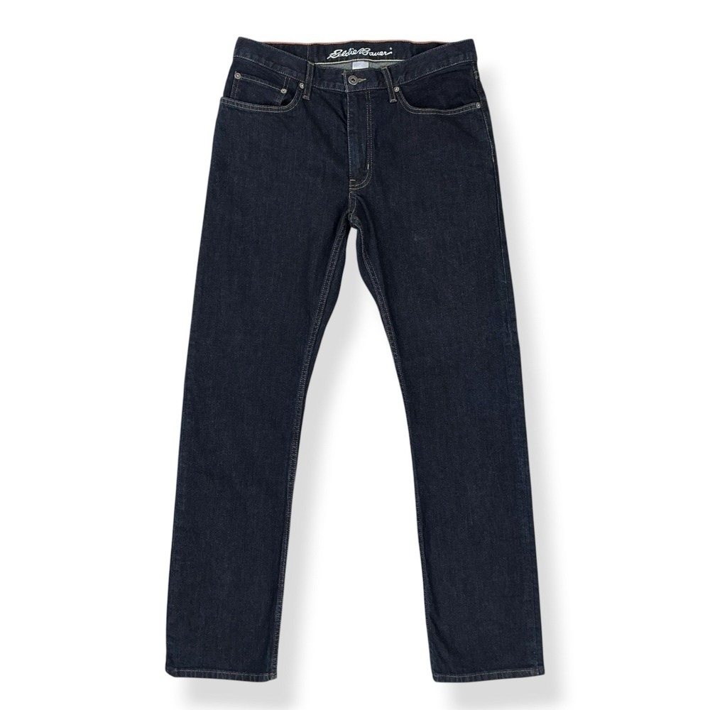 Eddie Bauer Jeans Men 33x34 (ACTUAL 32x32.5) Blue Straight Leg Dark Wash